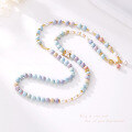 wholesale Silver-toned minimalist rainbow stone butterfly enamel necklace for women, bead-0-1