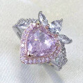 wholesale S925 Silver New 9*9mm Imported High-Carbon Diamond Heart-Shaped Pink Diamond Ring for Women, Fashionable and Versatile-0-1