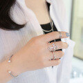 wholesale S925 Sterling Silver AR972 Korean Style Fashion Vintage Two-Strand Twist Open Adjustable Ring-0-2