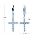wholesale S925 Sterling Silver Cross Moissanite Earrings for Women, Classic Stud Earrings with Dense Inlaid Ear Clasp Drop Earrings with Silver Needles-0-5