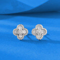 wholesale S925 Sterling Silver New Light Luxury Four-Leaf Clover Earrings for Women, Fashionable Daily Style with Elegant Temperament-0-0