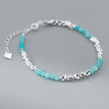 wholesale S925 Sterling Silver Amazonite Bracelet, Ins Style Fresh and Delicate Design, Elegant Women's Accessory S6636-0-2