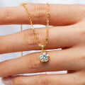 14K Gold Plated 925 Sterling Silver Moissanite Lotus Pendant Necklace-0-4