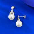 wholesale S925 silver jewelry new 10mm pearl earrings for women, French-style luxurious elegant design, cross-border live streaming-0-3