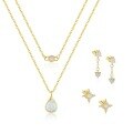 wholesale 18k Gold Plated S925 Sterling Silver Opal Teardrop Necklace With Matching Earrings And Tassel Pendant-0-0