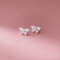 wholesale 925 Sterling Silver Fresh and Sweet Ins-style Small and Unique Exquisite Diamond-inlaid Butterfly Stud Earrings M06315-0-3