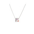 wholesale S925 Sterling Silver Geometric 3D Cube Colored Diamond Round Barrel Bead Necklace Minimalist High-end Stackable Snake Chain-0-5