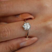 S925 Silver Moissanite Ring, Snowflake Twist Shank, Six-Prong Crown Setting, Factory Dropshipping-One carat (superior white moissanite)  Adjustable opening