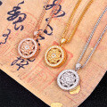 Gold-Plated Full-Diamond Eight-Treasures Compass Pendant Necklace-0-2
