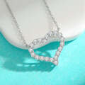 wholesale S925 Sterling Silver Moissanite Large Heart Women's Necklace Full Diamond Heart Pendant Minimalist High-End Cross-Border Wholesale Collarbone Chain-0-2