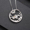 wholesale 925 Silver Chinese Style Zodiac Snake Pendant with Natural Gemstone Necklace-0-2