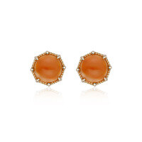 wholesale S925 Sterling Silver Electroplated 14K Real Gold Autumn Winter Minimalist Carnelian Stud Earrings-Orange Agate Earrings 925 Silver