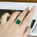 wholesale S925 Sterling Silver Live Stream Source Green Radiant Cut Ultra Sparkly 8A Ice Zircon Business Banquet High Carbon Diamond Ring for Women-0-3