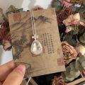 wholesale S925 Sterling Silver New Chinese Style Gourd White Ice Jade High Ice Glass-Grade Natural Chalcedony Pendant Necklace Collarbone Chain-0-3