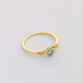 wholesale 10k Gold March Birthstone Natural Aquamarine Light Luxury Delicate Ring for Women, Spring Jewelry Collection-0-1