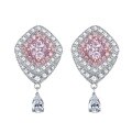 wholesale S925 Sterling Silver New Design High Carbon Diamond 6*6 Pink Diamond Stud Earrings for Women Light Luxury Ear Jewelry-0-4