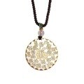 wholesale 999 Silver Chinese Style Solid Wanfu Pingan Xile Round Pendant Unisex Necklace-0-4