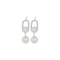 wholesale S925 Sterling Silver Double Freshwater Pearl Earrings for Women, Minimalist Luxury Ear Studs, Elegant New Small Trendy Accessories-0-4
