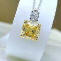 wholesale 925 Silver Zhu Zhifan Jewelry New 10*10 Yellow Diamond High-Carbon Diamond Simple Pendant Women's Fashion Versatile Necklace-0-3