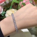 wholesale 18k Gold Plated S925 Silver Full 4mm Princess Cut Moissanite Luxurious Tennis Bracelet-0-1