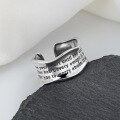 wholesale S925 Sterling Silver Retro Wave Graffiti Letter Ring-0-1