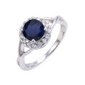 wholesale S925 Sterling Silver Vintage Natural Emerald Ring with Sapphire and Colored Gemstone Ring for Summer-0-3