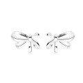 wholesale S925 Sterling Silver Korean Style Minimalist Bow Small Earrings for Women, Ins Fashion Simple Design Unique Dainty Studs-0-4
