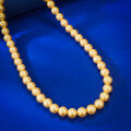 wholesale Gold-plated vintage French collarbone necklace with strong luster, perfectly round, large 8mm South Sea golden pearls-0-2