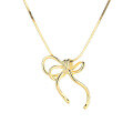 wholesale S925 Sterling Silver Korean Ins Style Bow-Shaped Necklace, Minimalist Design, Creative and Versatile Accessory-0-4