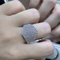 18k Gold-Plated S925 Silver Ring with Full 15mm Round Moissanite Luxury Setting-0-0