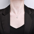 Sterling Silver Oval Rose Pendant Necklace with White Shell and Moissanite-0-1