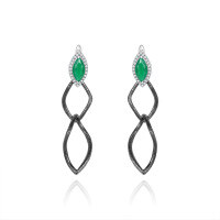 wholesale S925 Silver Designer Natural Amethyst Earrings, Unique Design, Minimalist Style, Colored Gemstone Ear Drops-Green agate earrings