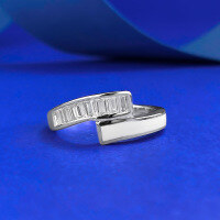 wholesale S925 Silver New Square Zircon and White Shell Double Row Personalized Ring for Women, Minimalist Daily Ins Style-R1416 Ladder Square Epoxy Ring No. 7