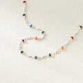 wholesale S925 Silver Fresh Sweet Ins Style Niche Design Exquisite Resin Colorful Bead Square Anklet S7928-0-4