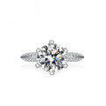 S925 Silver Moissanite Ring, 3-Carat Half-Band Open Adjustable High-End Women's Ring-0-0