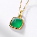 wholesale S925 gold-plated new fashion minimalist sugarloaf green agate pendant choker necklace niche wholesale jewelry-0-1