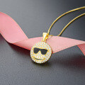 wholesale 925 Sterling Silver eBay Amazon Hip Hop Micro-Pave Zirconia Smiley Glasses Pendant Necklace for Women-0-1