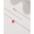 wholesale S925 Sterling Silver Small Red Heart Necklace for Women, Japanese and Korean Style Internet Celebrity Same Model Personalized Red Heart Pendant Collarbone Chain Necklace-0-1