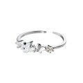 wholesale S925 Silver Korean-style Diamond-encrusted Floral Butterfly Open Ring Simple and Elegant Sweet Jewelry R00540-0-4