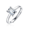 925 Silver Rectangular Moissanite Octagon Ring Simple Luxury Women's Jewelry-0-3