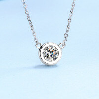 wholesale S925 Silver One-Piece Drop Shipping Same Style Bubble Pendant Necklace for Women, Inlaid with 1-Carat Moissanite, Silver Jewelry-50-point Moissanite (Platinum)  925 Silver