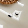 wholesale S925 Sterling Silver Maker Fashion Rectangular Enamel Ear Clasp for Women, Minimalist Geometric Design, Niche Aesthetic, High-End Feel Earrings-0-3