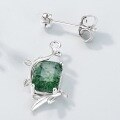 wholesale S925 silver new cross-border natural moss agate two-way earrings, fashionable custom-0-1