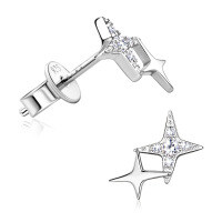 Sterling Silver Square Moissanite Stud Earrings for Women-Q-style [Clearance Sale with Free Shipping] White Gold  925 Silver