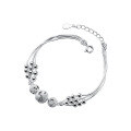 wholesale S925 silver Korean-style elegant smiley matte bead bracelet for women multi-layer snake chain accessory S4636-0-4