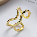 wholesale S925 Sterling Silver Irregular Double-Layer Hollow Open Ring, Ins Trendy Hip-Hop Ring for Women-0-1