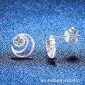 Sterling Silver Star and Moon D Color Moissanite Stud Earrings, Wholesale-0-0