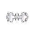 wholesale S925 Sterling Silver Four-Leaf Clover Design Women's Ring with White Mother-of-Pearl, Light Luxury, Advanced, Personalized, Fashionable, and Versatile-0-14
