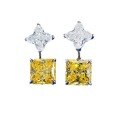 wholesale S925 silver jewelry new imported high-carbon diamond yellow diamond 10*10 square geometric inlaid earrings elegant style-0-4
