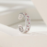 wholesale S925 Sterling Silver European Minimalist Small Niche Design Adjustable Open Ring with Zirconia Starry Sky Accents-925 silver ring Adjustable opening